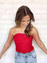 Load image into Gallery viewer, One Day At A Time Strapless Red Top