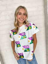 Load image into Gallery viewer, Mardi Gras Scattered Acadian Flag Shirt (front &amp; back)