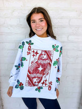 Load image into Gallery viewer, Queen Of Sparkles White Holly QOS Card Logo Mockneck Sweatshirt