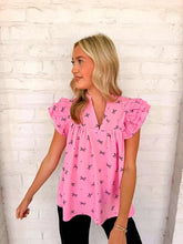 Load image into Gallery viewer, Bow Print Pink Top