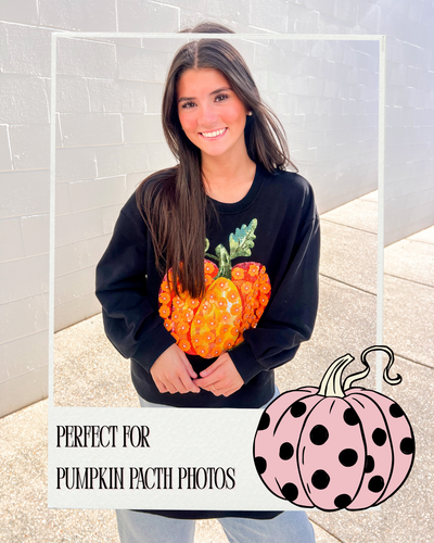 Queen Of Sparkles Black And Orange Pumpkin Flower Sweatshirt