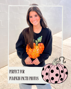 Queen Of Sparkles Black And Orange Pumpkin Flower Sweatshirt