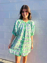 Load image into Gallery viewer, Queen Of Sparkles Green NOLA Street Tile Button Up Dress