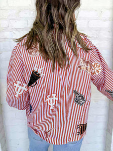 Queen Of Sparkles Texas Mini Icon Striped Button Down