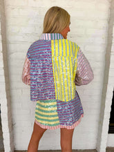 Load image into Gallery viewer, Queen Of Sparkles Multi Sequin Colorblock Stripe Skort