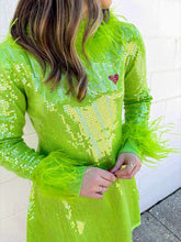 Load image into Gallery viewer, Queen Of Sparkles Green Full Sequin Grinch Dress
