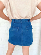Load image into Gallery viewer, Find Me Here Dark Denim Skirt