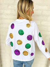 Load image into Gallery viewer, Mardi Gras Scattered Doubloon Long sleeve Top (front &amp; back)