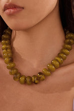 Load image into Gallery viewer, Chunky Olive Beaded Swirl Necklace