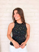 Load image into Gallery viewer, Queen Of Sparkles Black Multi Rhinestone Tank Top