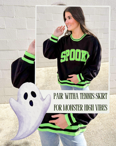 Queen Of Sparkles Black & Neon ‘Spooky’ Sweatshirt