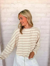 Load image into Gallery viewer, Light Up The Sky Oatmeal Stripe Top