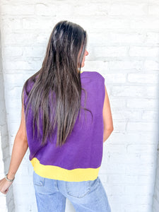 Queen Of Sparkles LSU Pennant Sweater Tank