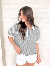 Load image into Gallery viewer, Gingham Goodness Navy Top