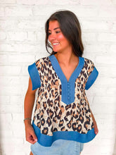 Load image into Gallery viewer, THML For The Wild Cheetah &amp; Denim Top