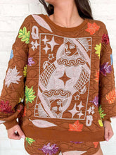 Load image into Gallery viewer, Queen Of Sparkles Brown Multi Leaf Quilted Card Sweatshirt