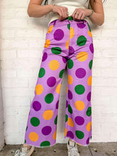 Load image into Gallery viewer, Purple Polka Dot Mardi Gras Pants