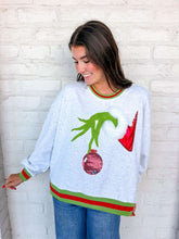 Load image into Gallery viewer, Jordan Amanda Christmas Grinch Hand &amp; Ornament Sweatshirt