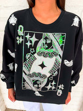 Load image into Gallery viewer, Queen Of Sparkles Black &amp; White Ghost QOS Card Sweatshirt