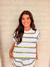Load image into Gallery viewer, Jordan Amanda Black And Gold White Stripe ***TOP***