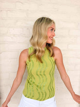 Load image into Gallery viewer, Queen Of Sparkles Green Wavy Rhinestone Tank