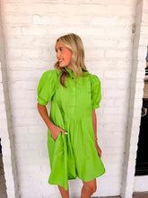 Load image into Gallery viewer, Deal With It Green Puff Sleeve Dress