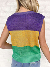 Load image into Gallery viewer, Mardi Gras Sequin Color Block Top