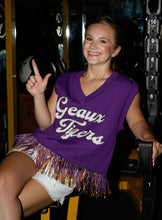 Load image into Gallery viewer, Queen Of Sparkles LSU Geaux Tigers Feather Sweater Top