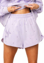 Load image into Gallery viewer, Queen Of Sparkles Lavender Scattered Jewel QOS Sparkle Logo Short