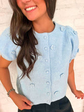 Load image into Gallery viewer, Treat Yourself Floral Blue Knit Top