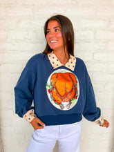Load image into Gallery viewer, Queen Of Sparkles Navy Polkadot Collar Turkey Sweatshirt