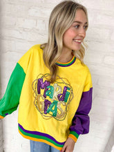 Load image into Gallery viewer, Mardi Gras Bead Color Block Sweatshirt