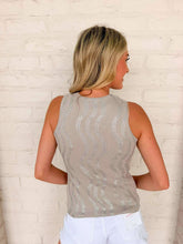 Load image into Gallery viewer, Queen Of Sparkles Silver Wavy Rhinestone Tank