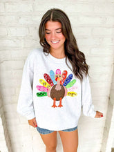 Load image into Gallery viewer, Queen Of Sparkles Grey Rainbow Flower Turkey Sweatshirt