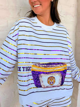 Load image into Gallery viewer, Queen Of Sparkles Licensed LSU Sequin Striped Fanny Pack Sweatshirt
