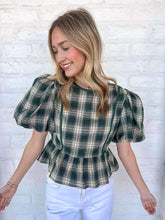 Load image into Gallery viewer, Live Your Life Right Green Plaid Blouse