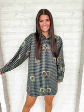 Load image into Gallery viewer, Queen Of Sparkles Navy Plaid Scattered Turkey Button Up Dress
