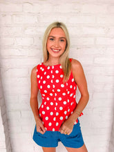 Load image into Gallery viewer, Cherry On Top Red Polka Dot Top