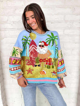 Load image into Gallery viewer, Queen Of Sparkles Multi Vintage Vacation Santa Sweatshirt