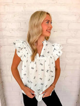 Load image into Gallery viewer, Bow Print White Top