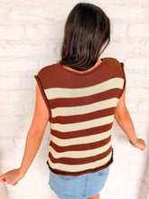 Load image into Gallery viewer, Here We Go Brown Stripe Top