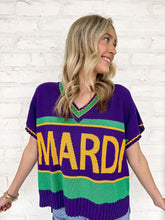 Load image into Gallery viewer, Mardi Gras Varsity Sweater Top