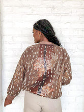 Load image into Gallery viewer, Queen Of Sparkles Brown Deer Sweatshirt with sequin brown, tan and black pattern