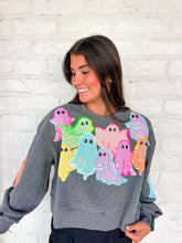 Load image into Gallery viewer, Queen Of Sparkles Charcoal Multi Gingham Ghost Patch Sweatshirt