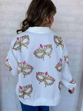 Load image into Gallery viewer, Iridescent Mask Mock Neck Button Up (front &amp; back)