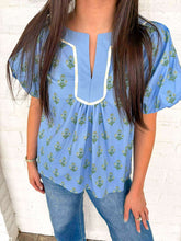 Load image into Gallery viewer, Winning The Game Denim &amp; Sage Top
