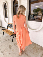Load image into Gallery viewer, Smocked Sweetheart Orange Dress