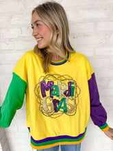 Load image into Gallery viewer, Mardi Gras Bead Color Block Sweatshirt