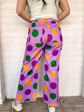 Load image into Gallery viewer, Purple Polka Dot Mardi Gras Pants