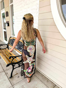 Queen Of Sparkles Black Multi Shell Coverup Midi Dress